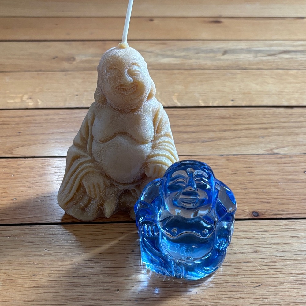 Blue and Cream Buddha Figurine Set